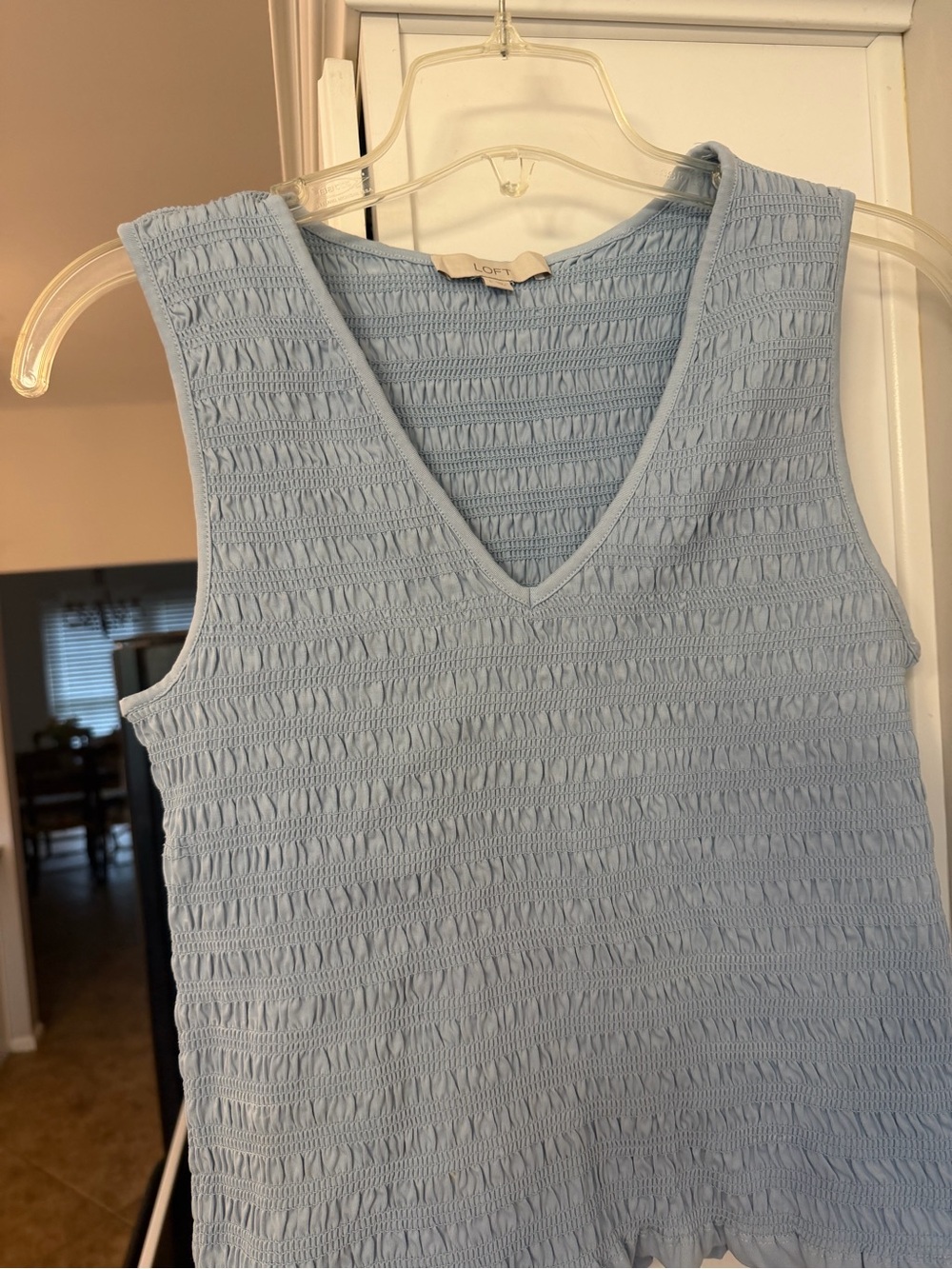 LOFT Pale Blue Textured V-Neck Sleeveless Tank